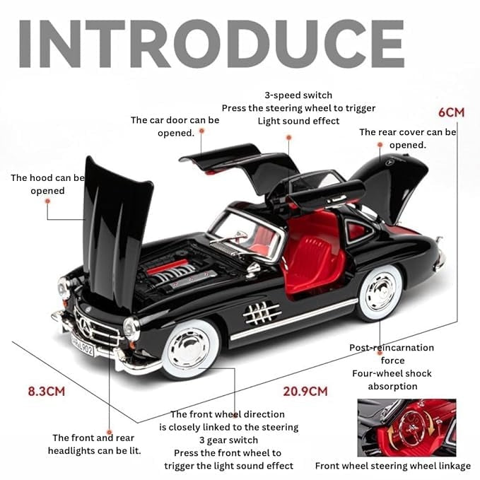 1954 Mercedes-Benz 300SL Vintage 1:24 Diecast Scale Model Car