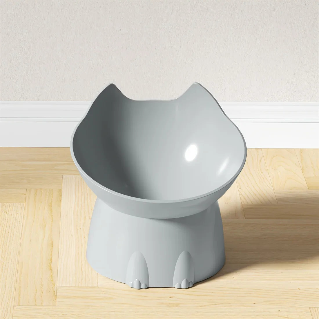 Cat-Shaped Elevated Food Bowl — Tilted Design for Neck & Whisker Comfort