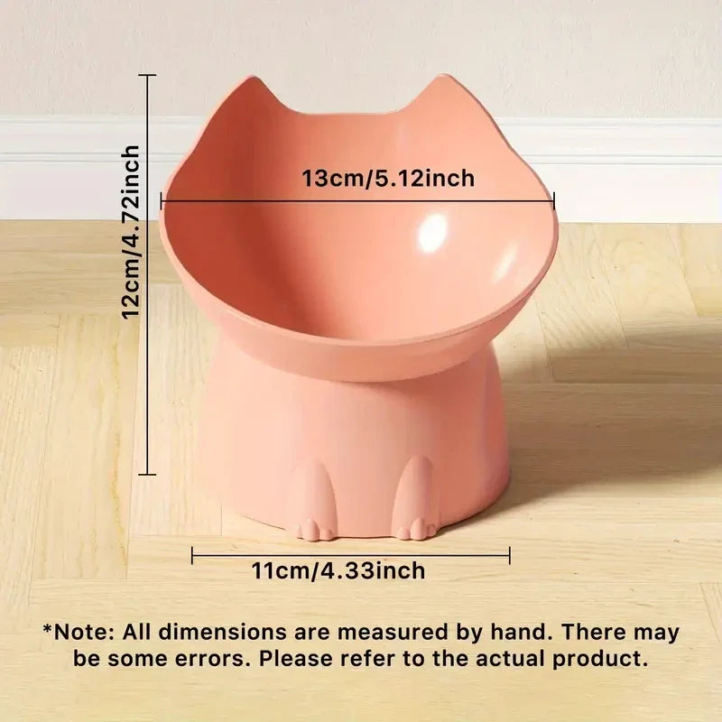 Cat-Shaped Elevated Food Bowl — Tilted Design for Neck & Whisker Comfort