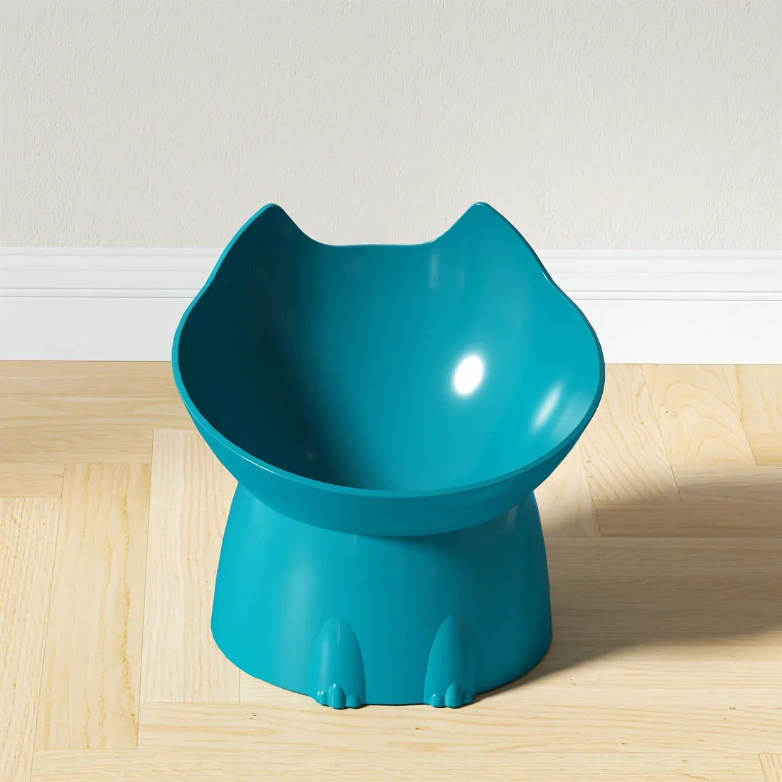 Cat-Shaped Elevated Food Bowl — Tilted Design for Neck & Whisker Comfort
