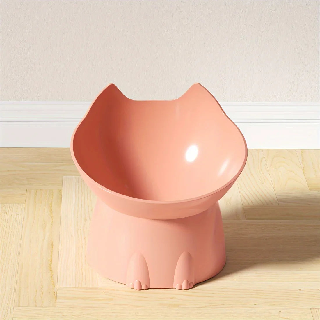 Cat-Shaped Elevated Food Bowl — Tilted Design for Neck & Whisker Comfort