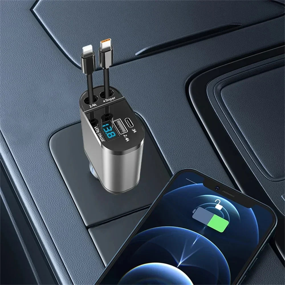 4 IN 1 Retractable Car Charger