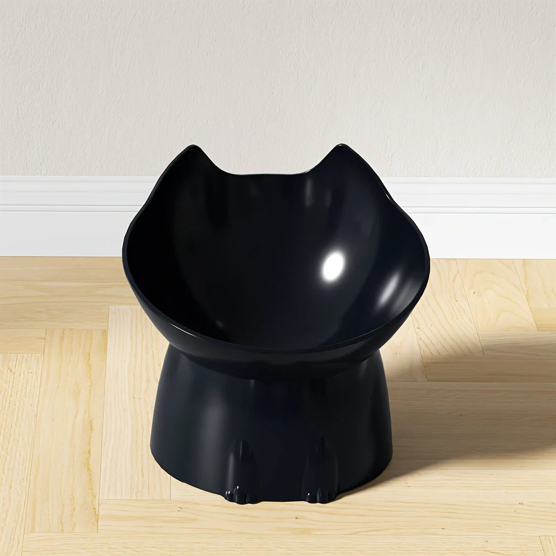 Cat-Shaped Elevated Food Bowl — Tilted Design for Neck & Whisker Comfort